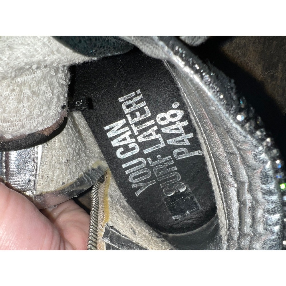 P448 John‎ High Top Sneakers Glitter Sparkle Side Zip Women Skater Streetwear 42 - Picture 9 of 10